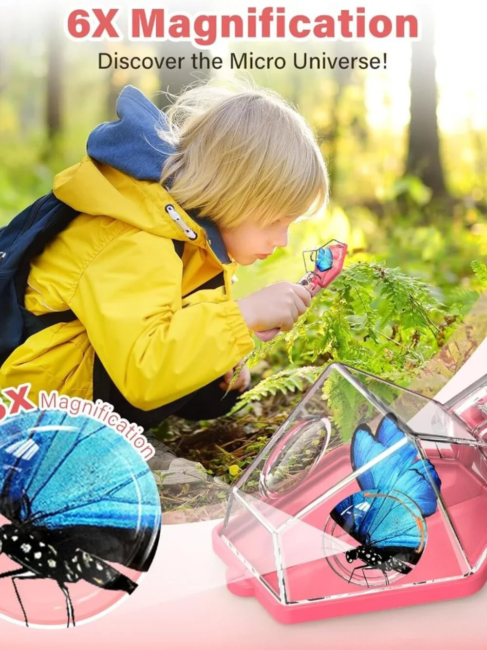 Kids Bug Catcher with 6X Magnifier – STEM Educational Insect Viewer for Outdoor
